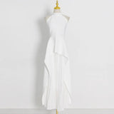 Toloer Casual Suit Tide Spring 2024 New Fashion Neck Sleeveless Irregular Two-Piece Women's Wear-Outfit