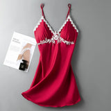 Sexy Lace short Pajama Dress women Satin short dress ladies V neck dress White mini dress Summer vestidos dress