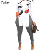 Tracksuits Women's Crop Top And Pants Set Casual Tigth Slim Two 2 Pieced Sets Letter Printed Tracksuit Set For