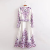 Women's Clothing Positioning Printing Long-Sleeved Shirt Dress