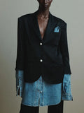 Toloer Splicing Suit Jacket Female 2024 Autumn New Dress Suit Lapel High Sense Long Sleeve Small Suit Woman-Outfit