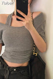 Two Tshirts Women Clothing Bandage Off Shoulder Temperament Ladies Tops Tunic Fashion Casual Summer T Shirts Ropa
