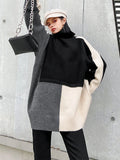 Big Size Color-block Knitting Sweater Turtleneck Long Sleeve Women Pullovers New Fashion Tide Autumn Winter 2022