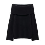 Women's Clothing New Pure Color Long Sleeve Straight Shoulder Collar