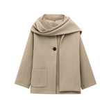 Homemade New Women's Dresses With Scarf Round-Neck Long-Sleeved Coat