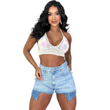 Women's Shorts Women's Street Fashion High Waist-Side Big Pocket Elastic
