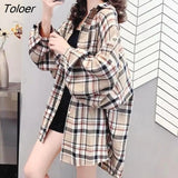 Sleeve Shirts Women Plaid Casual 3XL Loose Vintage Harajuku Tunic Tops Elegant Retro All-match Korean Style Spring