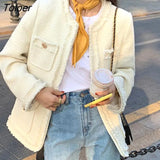 Jackets Women Elegant Office Ladies Fashion High Quality Warm Autumn Winter Daily Coats O-neck Covered Button