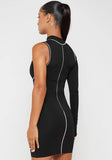 Print Lines Single Sleeve Turtleneck Bodycon