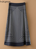 Skirts for Women Irregular Striped Temperament Jupe High Waist Slim A-line Summer Skirt 2023 Faldas De