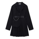 Long Sleeve Slim Women Blazer Dress Autumn Winter Vintage Fashion Gothic Streetwear Female Suits Ruched Dress With