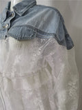 New Summer Fashion Stitching Lace Embroidery Large Size Denim Jacket Women's Coat Loose Perspective Tops Denim