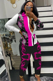 Retro Print Long Sleeve Shirt and Pant
