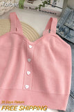 Women Plain Button Up Camis Y2K Crop Tops Knitted Tank Tops Strappy Cute Tops For Women Casual Camisole