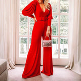 Women Elegant Office Laides Bodysuit Long Sleeve Overalls Sexy Black One Piece Outfit Party Rompers Wed Leg