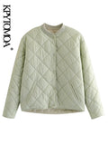 Women Fashion Single Breasted Loose Padded Jacket Coat Vintage Long Sleeve Pockets Female Outerwear Chic