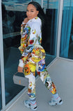 Print Hooded Sweatsuit with