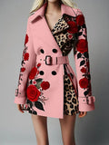 New Fashion Temperament Print Collar Coat Women's