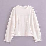 Sports Solid Suit 2025 Spring Double-Sided Cloth Collar Collar Jersey Elastic High-Waisted Trousers