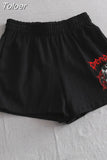 High waist shorts Anime Hip hop Print Casual Women's shorts Black High Waist fashion Shorts female Summer Woman