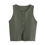 Women's Clothing 2025 Autumn And Winter New Fashion Two-Color Flat Needle Short Vest
