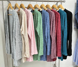 New Solid Color Pit Grinding Long Sleeve Casual Cardigan Coat-Outfit