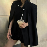 Black Korean Blazer For Women Notched Collar Long Sleeve Solid Minimalsit Casual Blazers Female Fashion Clothes
