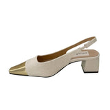 Fragrant Wind Coarse Heel High Heels French Small Sandals Women 2025 Spring And Summer New Temperament Square Head With Skirt Single