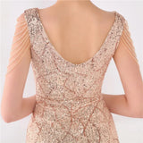 Modest V-neck Sleeveless Sequined Mini Slit Club