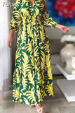 For Women 2023 Autumn And Winter Long Swing Dress Bohemian Floral Print Long Sleeve Robe Longue Femme Party Maxi