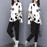 2 Piece Set Outfits for Women Matching Polka Dot Top and Pants Suits Plus Size 2021 Summer Tracksuit Co-ord Set