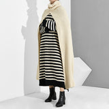 Women Beige Long Keep Warn Vent Split Joint Keep Warm Scarf New Long Personality Fashion Tide Autumn Winter 2022