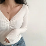 Neck Knitted Pullover 2022 Sexy Women Sweater Autumn Jumper Chic Soft Korean Slim Long Sleeve Female Basic Top Jumper
