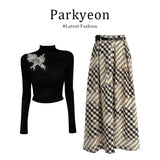 New Chinese-Style Atmosphere With Bow Embroidered Long-Sleeved Blouse Dress Autumn Burst