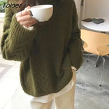 Women Vintage Purple Harajuku Simple Ulzzang Trendy Ladies Knitwear Long Sleeve Winter Fall Basic Femme Chic