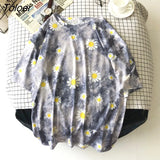 Sleeve T-shirts Women Tie-dye O-neck Chic Hot Sale Unisex Tees Teens Schoolgirls Harajuku High Street Ulzzang Tops