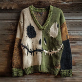 Explosion Autumn And Winter Loose V Collar Blouse Casual Shoulder Women's Coarse Needles And