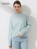 Wixra Women Mock Neck Sweater Autumn Winter New Thick Long Sleeve Loose Pull Jumper Female Basic All Match