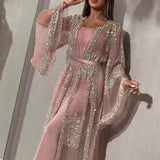 New Women's Beads Big Sexy Long Dress Shawl Banquet Evening Dress