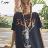 Girls Bunny Rabbit Cartoon Vintage T Shirts High Quality Streetwear Oversized Tshirts 2021 New Summer Tees Harajuku