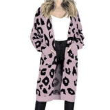 Autumn Winter Long Leopard Cardigan Women Knitted Sweater Oversized Coat Colorful Long Sleeve Women's Clothing Female