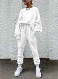 2025 Women's New Ebay Burst Pure Color Long-Sleeved Trousers Loose Casual Suit