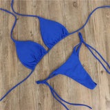 Neck With Bikini Solid Color Sexy Swimsuit Lady Split Strap Adjustable Multi-Color Swimsuit
