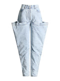 Toloer Winter New Korean Version Structural Trend Fashionable Straight Leg Jeans Women's High Waist Loose Thin Casual Pants-Outfit