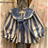 Blouse for Women Peter Pan Collar Bow Sweet Shirts Crop Tops 2023 Blusas De Puff Sleeve Y2K Top Fashion Korean