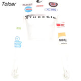 Autumn New Women T-shirt Long Sleeve Turtleneck Top Letter Print Skinny Tee Streetwear Sexy Slim Tee woman