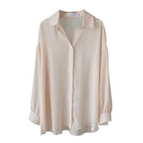 Chiffon Sun T-Shirt Women's Spring And Summer Breathable Long-Sleeved Shirt Shades Pure Color Thin Shirt