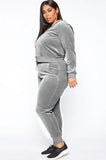 Plus Size Casaul Solid Hoodies And Pant