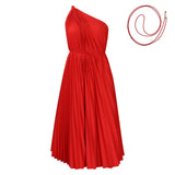 Women's 2025 Summer New Solid-Colored Oblique Shoulder Strap A Skirt Loose Pressure