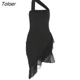 Ruffles Halter Neck Strapless Mini Bodycon Dress Summer Sexy Sleeveless Backless Party Dresses Club Outfit
